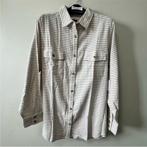 O'Neill Cream and Black Striped Button Down Shirt